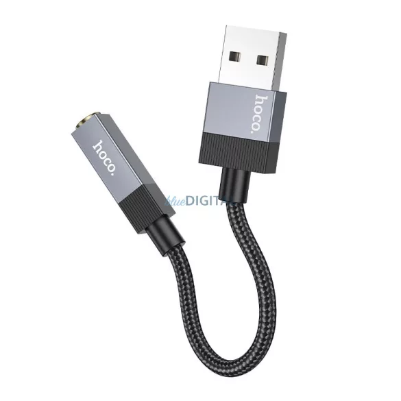 Adapter AUX USB-A (férfi) 3,5 mm-es (női) jack csatlakozóra Hoco UPA32D fekete
