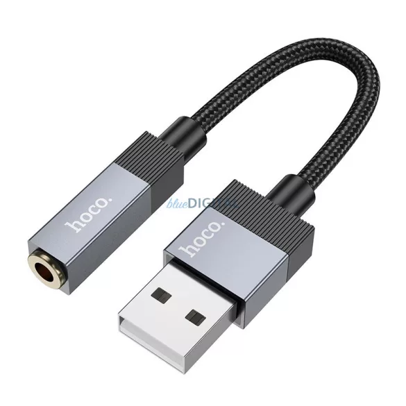 Adapter AUX USB-A (férfi) 3,5 mm-es (női) jack csatlakozóra Hoco UPA32D fekete