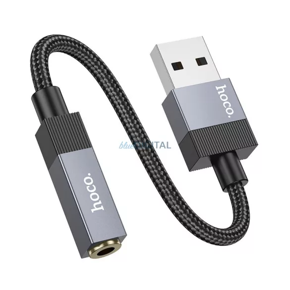 Adapter AUX USB-A (férfi) 3,5 mm-es (női) jack csatlakozóra Hoco UPA32D fekete