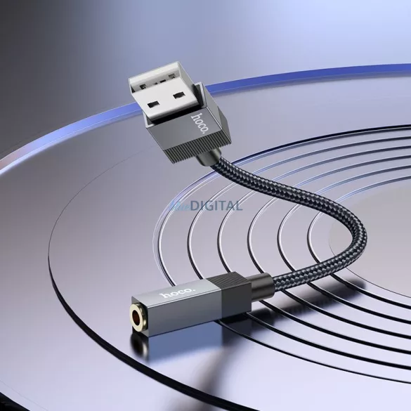 Adapter AUX USB-A (férfi) 3,5 mm-es (női) jack csatlakozóra Hoco UPA32D fekete