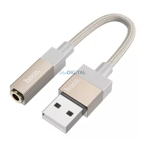 Adapter AUX USB-A (hím) 3,5 mm-es (női) jack csatlakozóra Hoco UPA32D arany