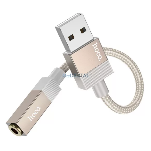 Adapter AUX USB-A (hím) 3,5 mm-es (női) jack csatlakozóra Hoco UPA32D arany