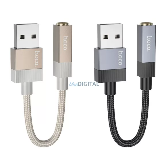 Adapter AUX USB-A (hím) 3,5 mm-es (női) jack csatlakozóra Hoco UPA32D arany