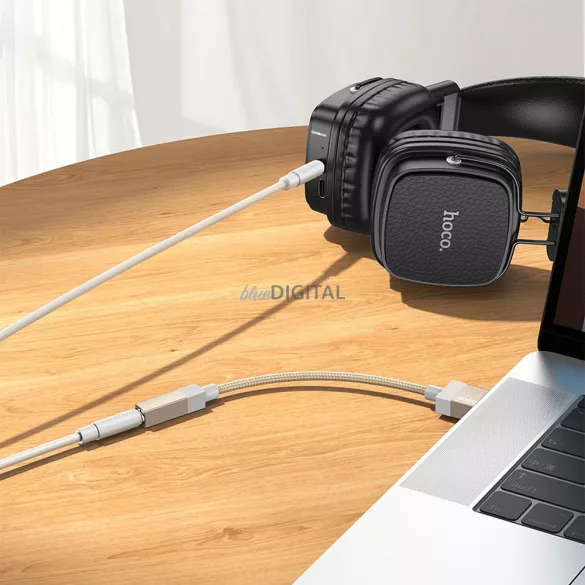 Adapter AUX USB-A (hím) 3,5 mm-es (női) jack csatlakozóra Hoco UPA32D arany