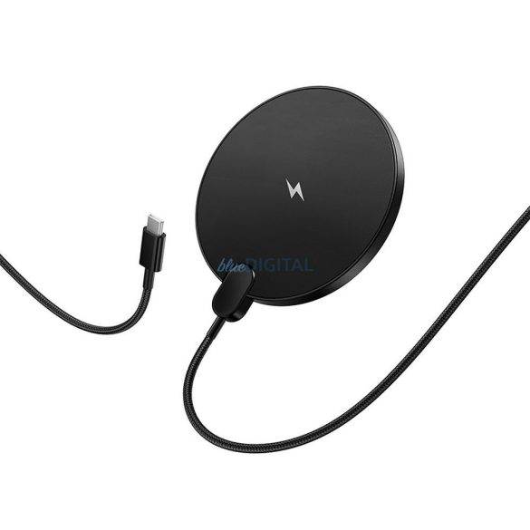 Vezeték nélküli töltő Hoco CW62 15W kábellel USB C és digitális kijelzővel fekete