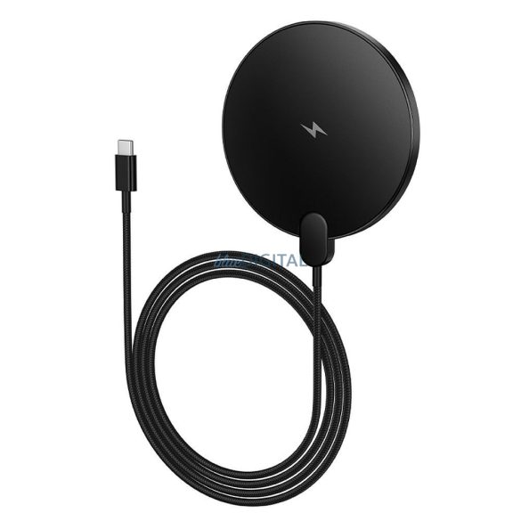 Vezeték nélküli töltő Hoco CW62 15W kábellel USB C és digitális kijelzővel fekete