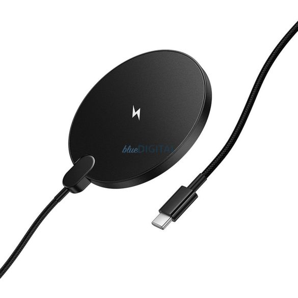 Vezeték nélküli töltő Hoco CW62 15W kábellel USB C és digitális kijelzővel fekete