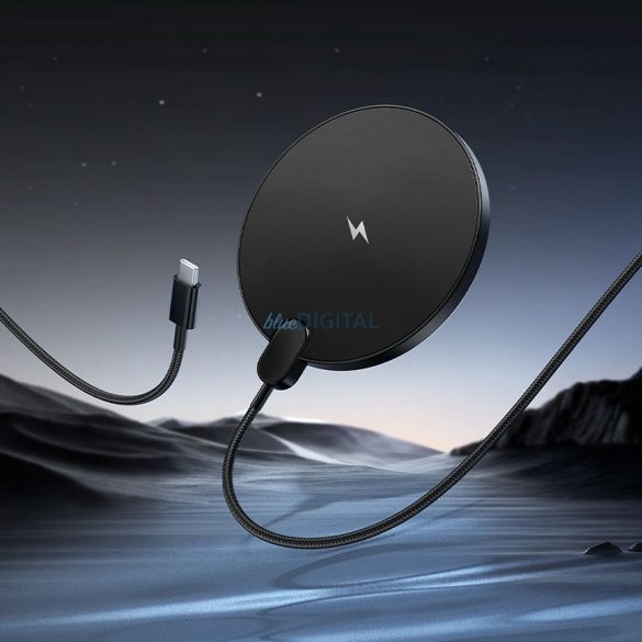 Vezeték nélküli töltő Hoco CW62 15W kábellel USB C és digitális kijelzővel fekete