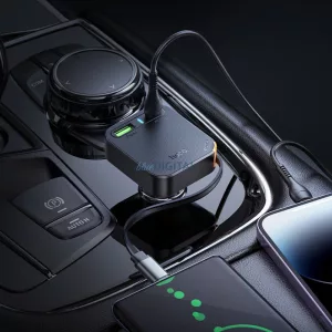 Hoco NZ18 autós töltő behúzható kábellel 2x USB-C + USB-A QC PD 65W - fekete