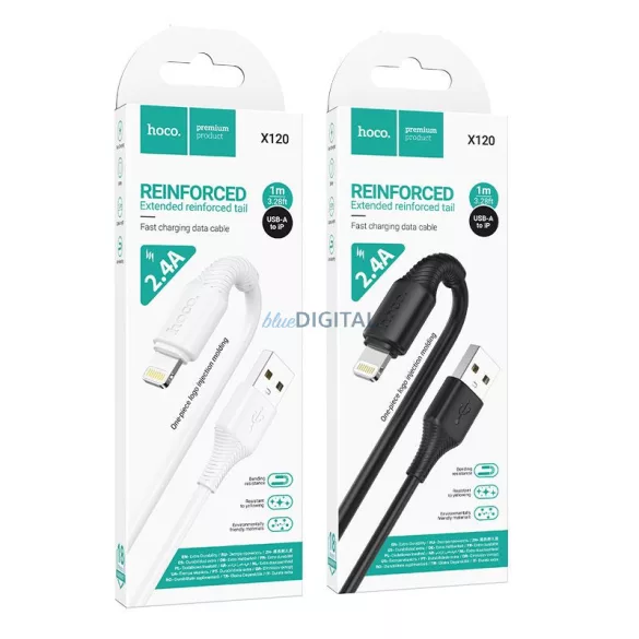 Kábel USB-A Lightning Hoco 2,4A 1 m X120 fekete