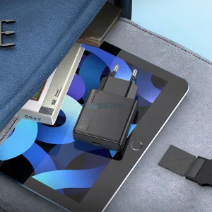 Hoco Slim USB-C QC PD 30 W-os telefon-töltő + USB-C–Lightning kábel N37, fekete