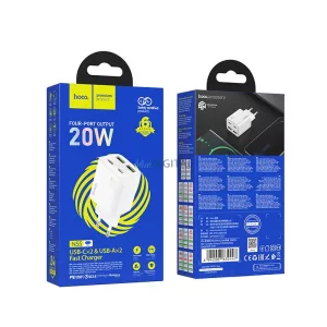 Hoco N56 hálózati töltő 2x USB-C + 2x USB-A QC3.0 PD 3A 30W - fehér
