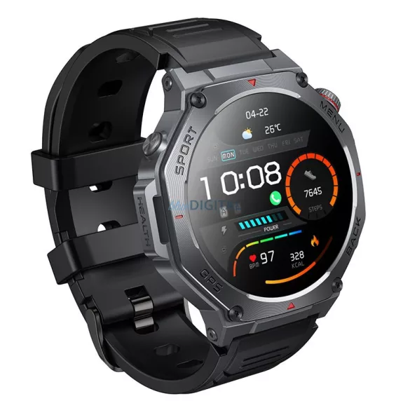 Hoco Y37 okosóra 1,43" AMOLED GPS hívásfunkcióval - fekete