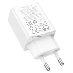   HOCO N71 hálózati töltő USB-A + Type-C PD QC3.0 AFC 3A 30W - fehér