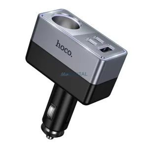 Hoco Z65A autós töltő 1x USB-A + 2x USB-C + 1x szivargyújtó-aljzat PD QC3.0 max 165W/24V - fekete