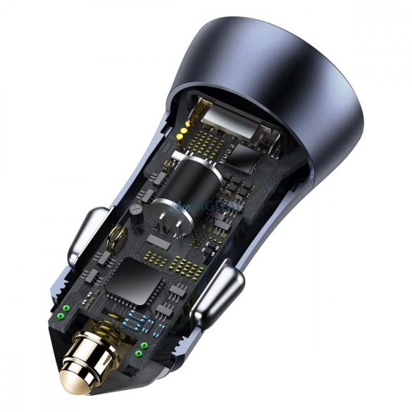 BASEUS autós töltő Golden Contactor Pro 40W + 1 méter USB C typusú kábel Sötétszürke TZCCJD-0G