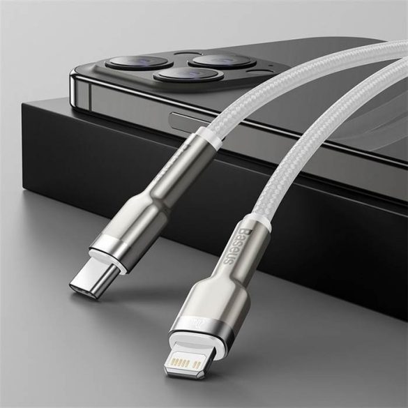 BASEUS CABLEL TYPE C Apple Lightning 8-pólusú PD20W Power Delivery Cafule Metal Cable Catljk-B02 2 méter White