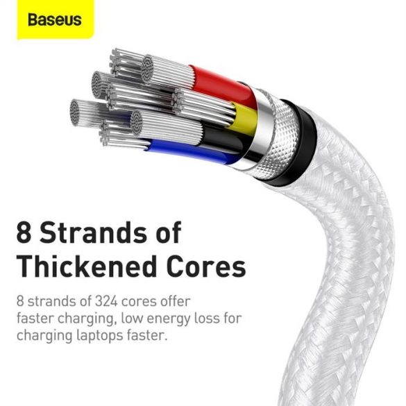 BASEUS Kábel C type-c type C PD100W Power Delivery Cafule Metal Cable Catjk-C02 1 méter fehér