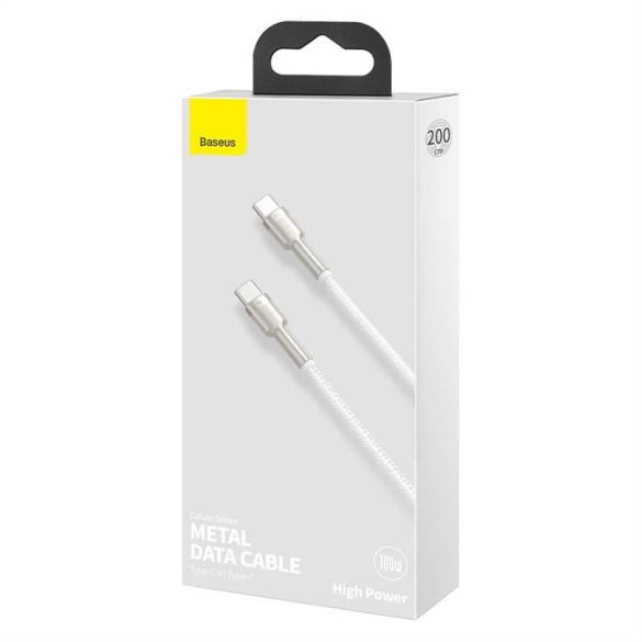 BASEUS kábel C típus a type-c PD100W Power Delivery Cafule Metal Cable Catjk-D02 2 méter White