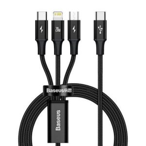 Baseus Rapid Type-C - microUSB/Lightning/Type-C kábel 20W 1.5m - fekete