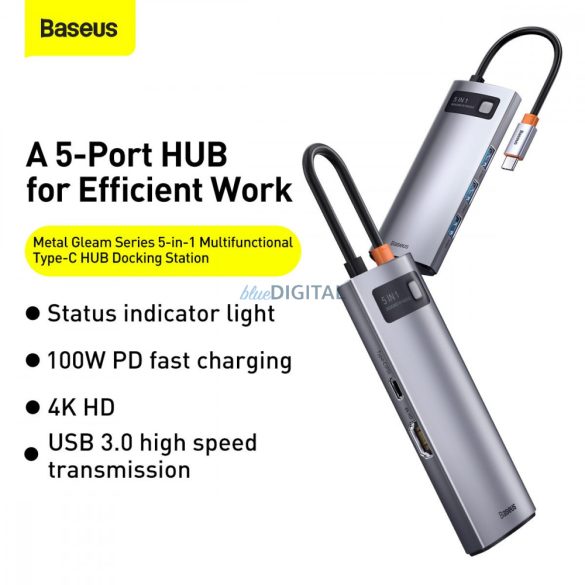 BASEUS HUB 5 az 1-ben Type-C HDMI + 3x USB 3.0 + PD CAHUB-CX0G