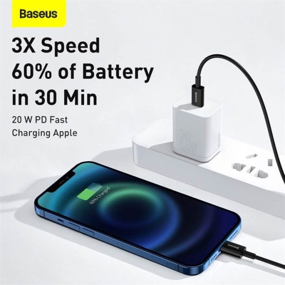 BASEUS CABLEL type-c type C to Apple Lightning 8-PIN PD20W Power Drawing Superior sorozat Gyors töltő Catlys-C01 2 méter fekete