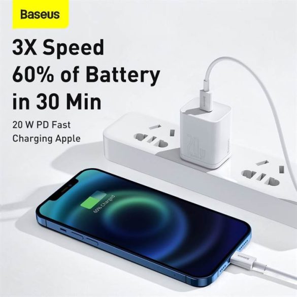 BASEUS CABLEL type-c Apple Lightning 8-pólusú PD20W Power Diving Superior sorozat Gyors töltő Catlys-C02 2 méteres fehér