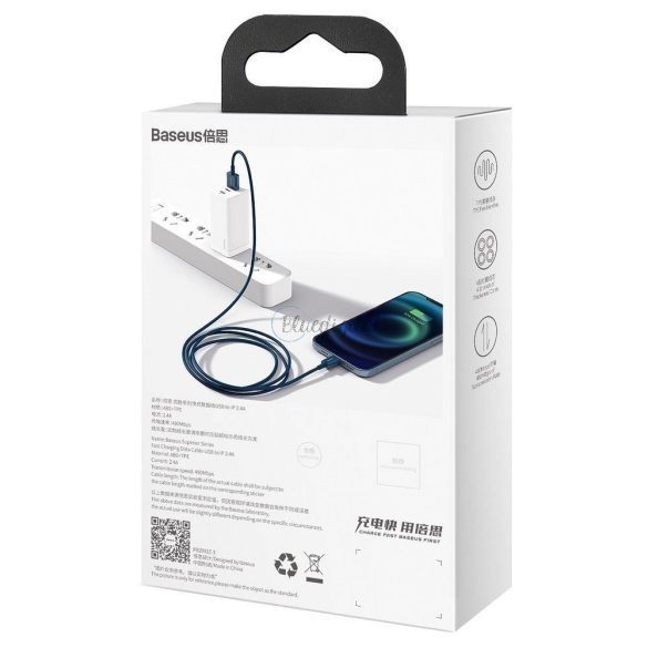 Baseus Cable USB Apple lightning 8-pin 2,4a kiváló gyors töltésű CALYS-A03 1M KÉK