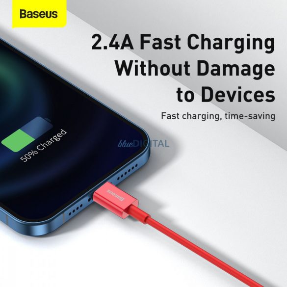 BASEUS USB kábel A és Apple Lightning 8-pin 2,4A Superior gyorstöltés CALYS-A09 1m piros