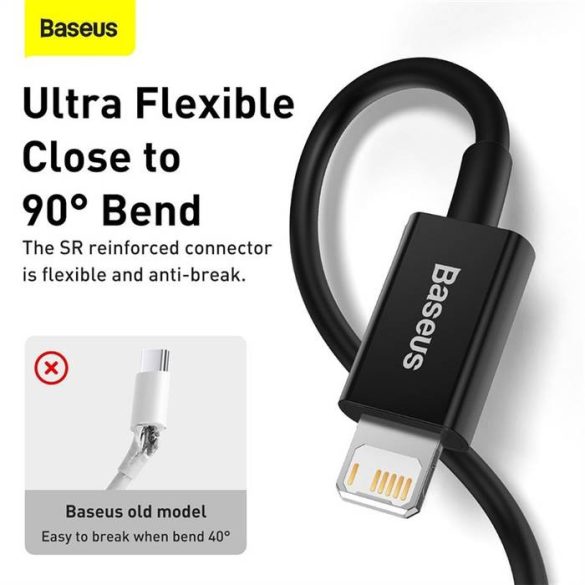 BASEUS CABLEL USB Apple Lightning 8-pin 2,4A Superior sorozat Gyors töltő Calys-C01 2 méteres fekete