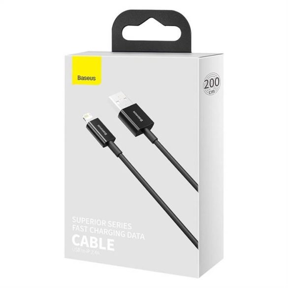 BASEUS CABLEL USB Apple Lightning 8-pin 2,4A Superior sorozat Gyors töltő Calys-C01 2 méteres fekete