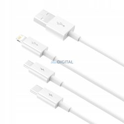   Baseus CAMLTYS-02 USB-A - Type-C/Lightning/micro USB kábel 3.5A 1.5m - fehér