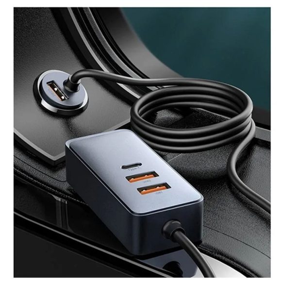 BASEUS autós töltő többportos gyorstöltő 120W 2x USB 2x Type-C szürke CCBT-A0G