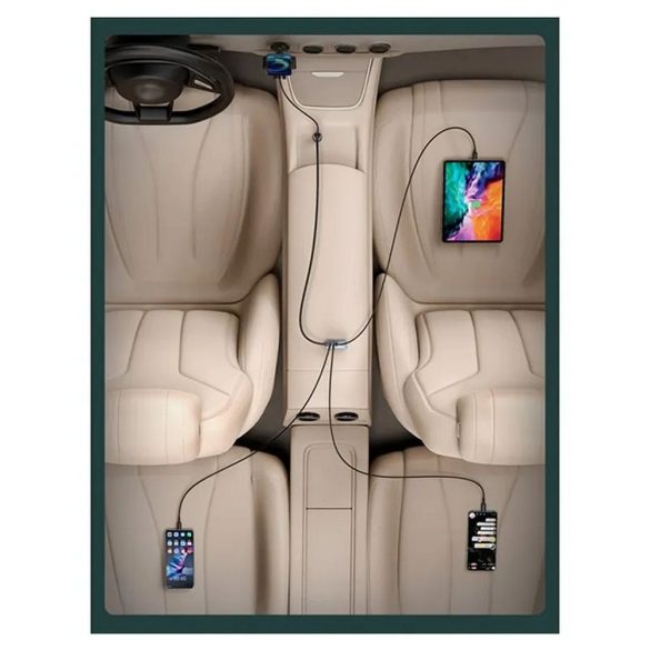 BASEUS autós töltő többportos gyorstöltő 120W 2x USB 2x Type-C szürke CCBT-A0G
