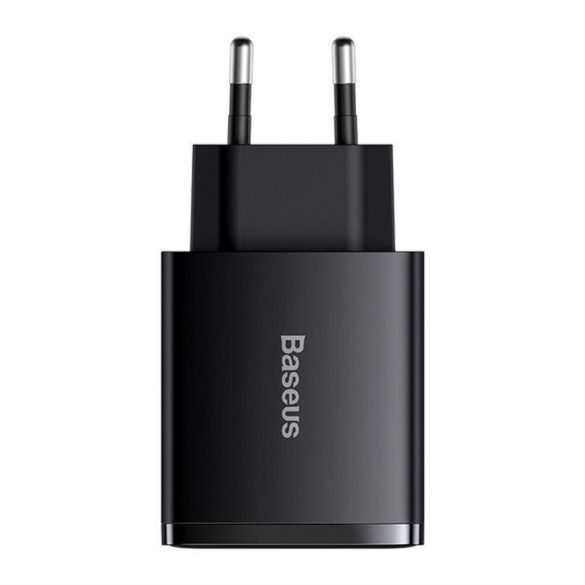 BASEUS töltő 2x USB + Type-C kompakt tápegység 30W fekete CCXJ-E01