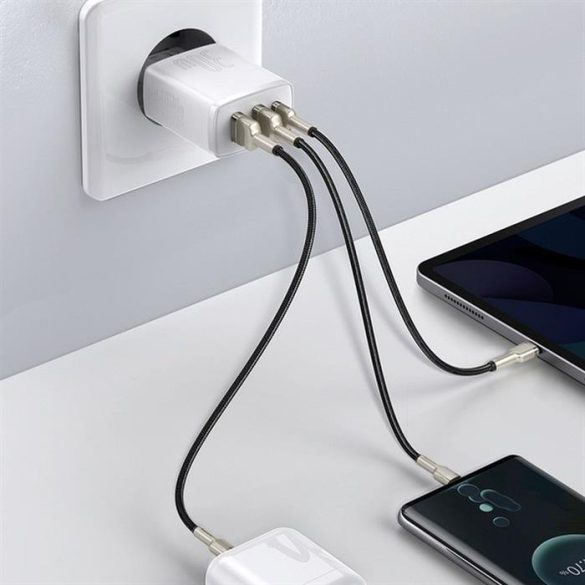 BASEUS töltő 2x USB + Type-C kompakt tápegység 30W fekete CCXJ-E01