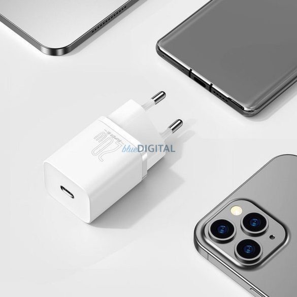 Baseus CCSUP-B02 Super Si hálózati töltő 1xUSB-C csatlakozással 20W PD QC3.0 - fehér