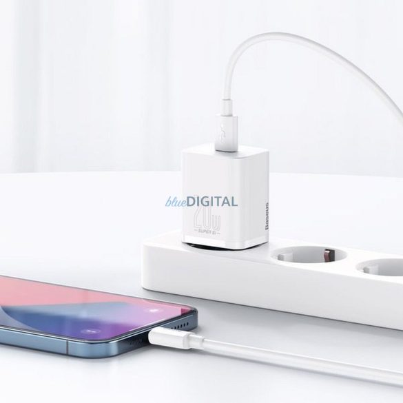 Baseus CCSUP-B02 Super Si hálózati töltő 1xUSB-C csatlakozással 20W PD QC3.0 - fehér