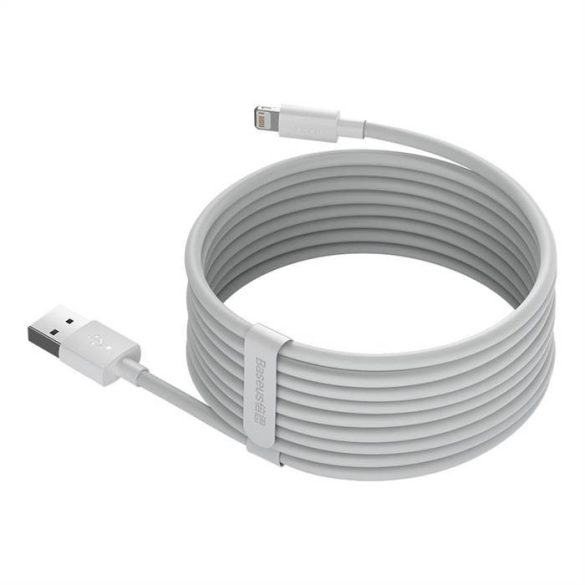 BASEUS CABLEL USB Apple Lightning 8-pin 2,4a egyszerű bölcsesség Tzcalzj-02 1,5 méteres fehér 2 db készletben