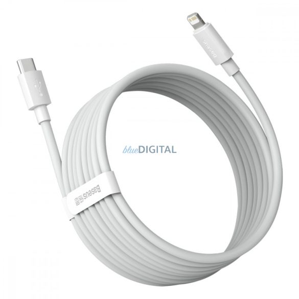 BASEUS Type-C kábel Apple Lightning 20W Simple Wisdom TZCATLZJ-02, 1,5 méter fehér, 2 db a szettben