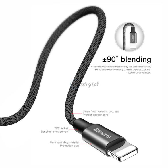 Baseus kábel usb-o Apple  lightning 8-pin 2a yvien calyw-a01 1,8m fekete