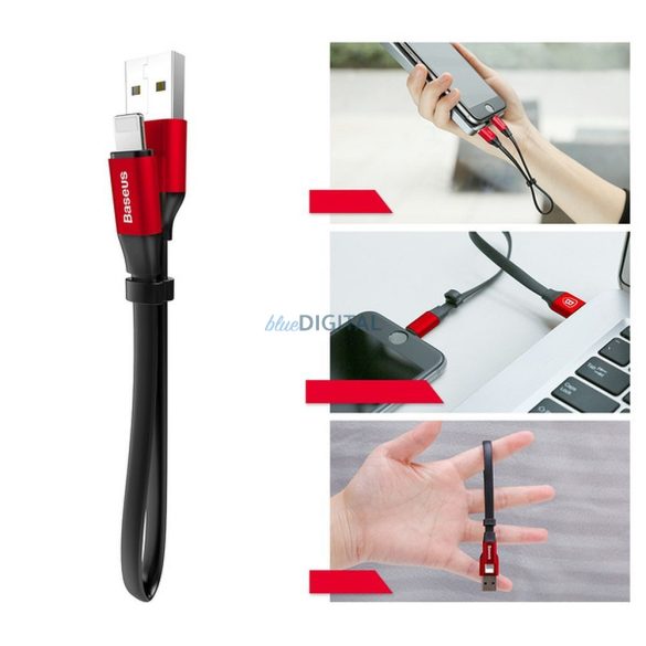 Baseus Nimble USB-A - Lightning kábel 2A 0.23 m - fekete-piros