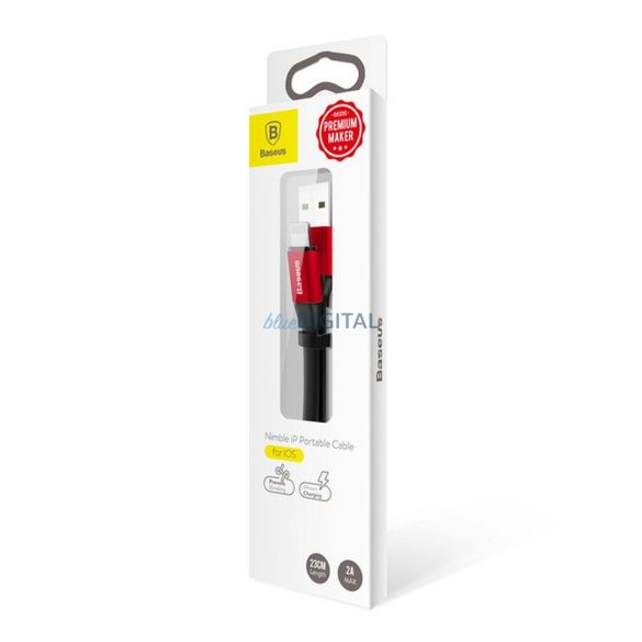 Baseus Nimble USB-A - Lightning kábel 2A 0.23 m - fekete-piros