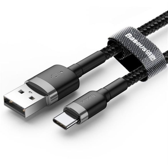 BASEUS kábel Cafule Type-C USB-C 3A 0,5M szürke + fekete CATKLF-AG