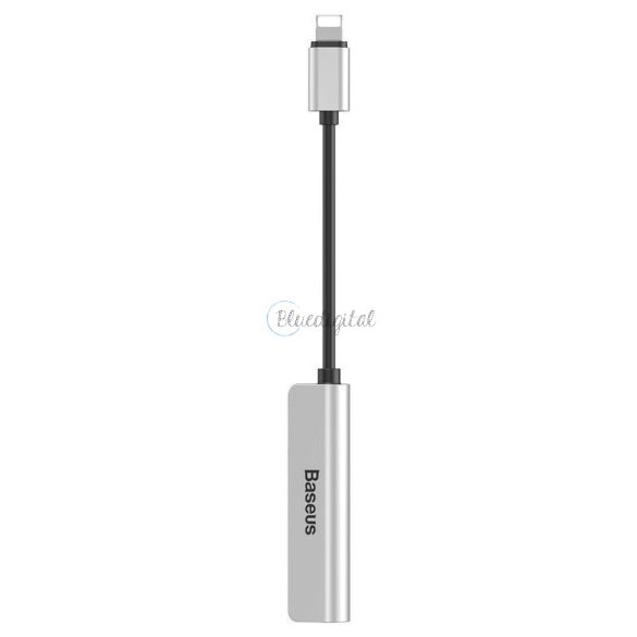 Baseus HF Adapter Apple lightning 8-pólusig 2x Apple Lightning 8-Pin + Jack 3,5 mm L52 Call52-S1 ezüst-fekete