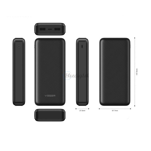 Power Bank Veger A20 - 20 000mAh fekete