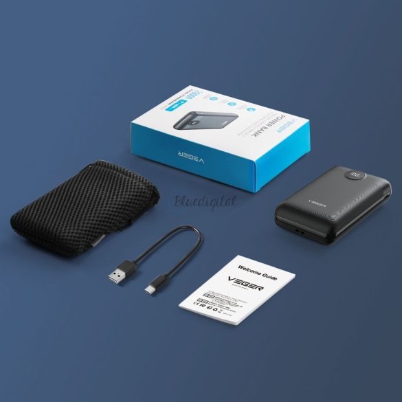 Power Bank Veger S20 - 20 000MAH LCD Gyors töltő PD22,5W fekete