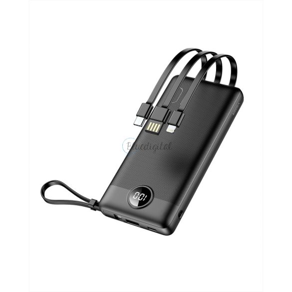 Power Bank Veger C10 - 10 000MAH (Micro + Typ C + lightning 8 -PIN) Fekete