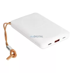   Power Bank VEGER MagOn vezeték nélküli töltés támogatás MagSafe 15W - 10 000mAh PD22,5W fehér (VP1151)