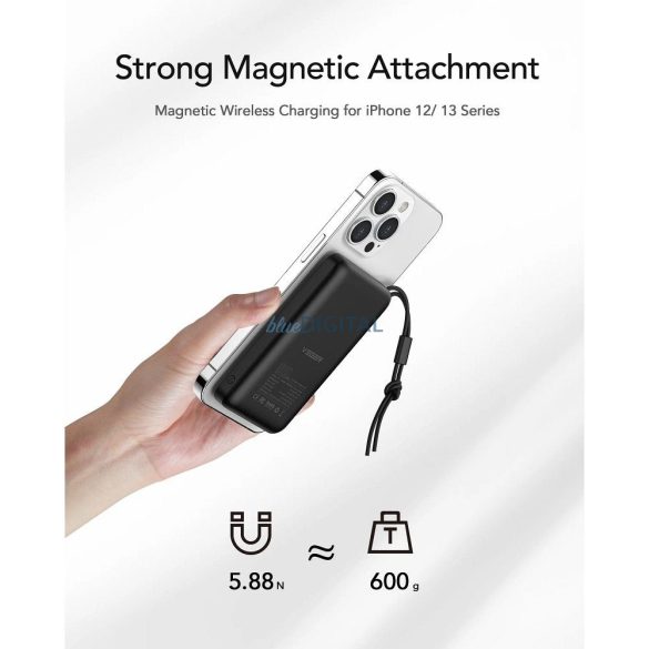 Veger MagOn MagSafe powerbank 10000mAh 2A 20W PD QC3.0 - fekete